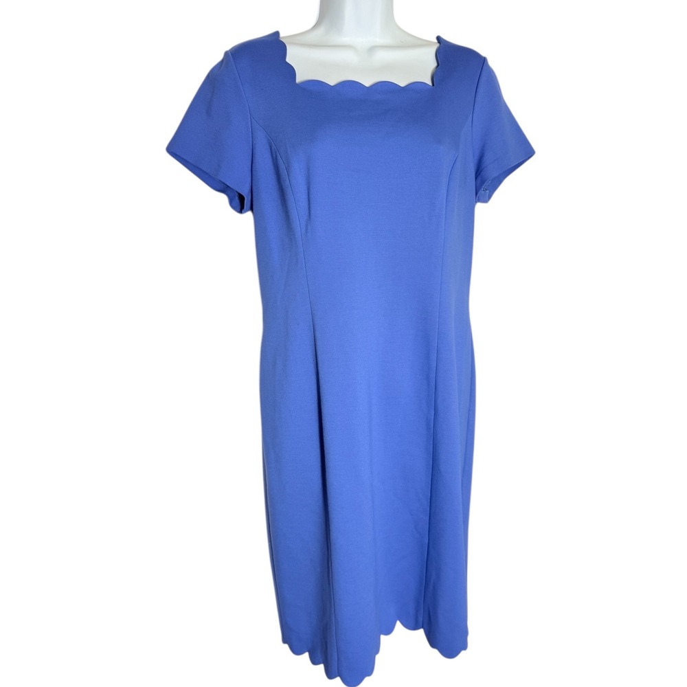 Talbots Dress Size 10 Petite Blue Scalloped Neckline‎ Career Party 💙💙